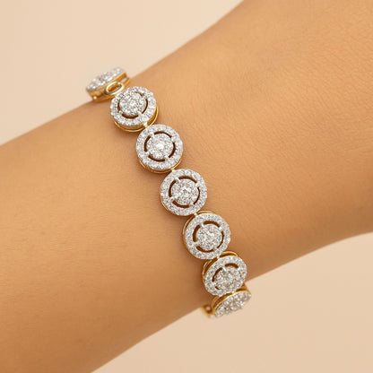 925 Silver Halo Cluster Silver Bracelet | 18k Gold Plated Jewellery