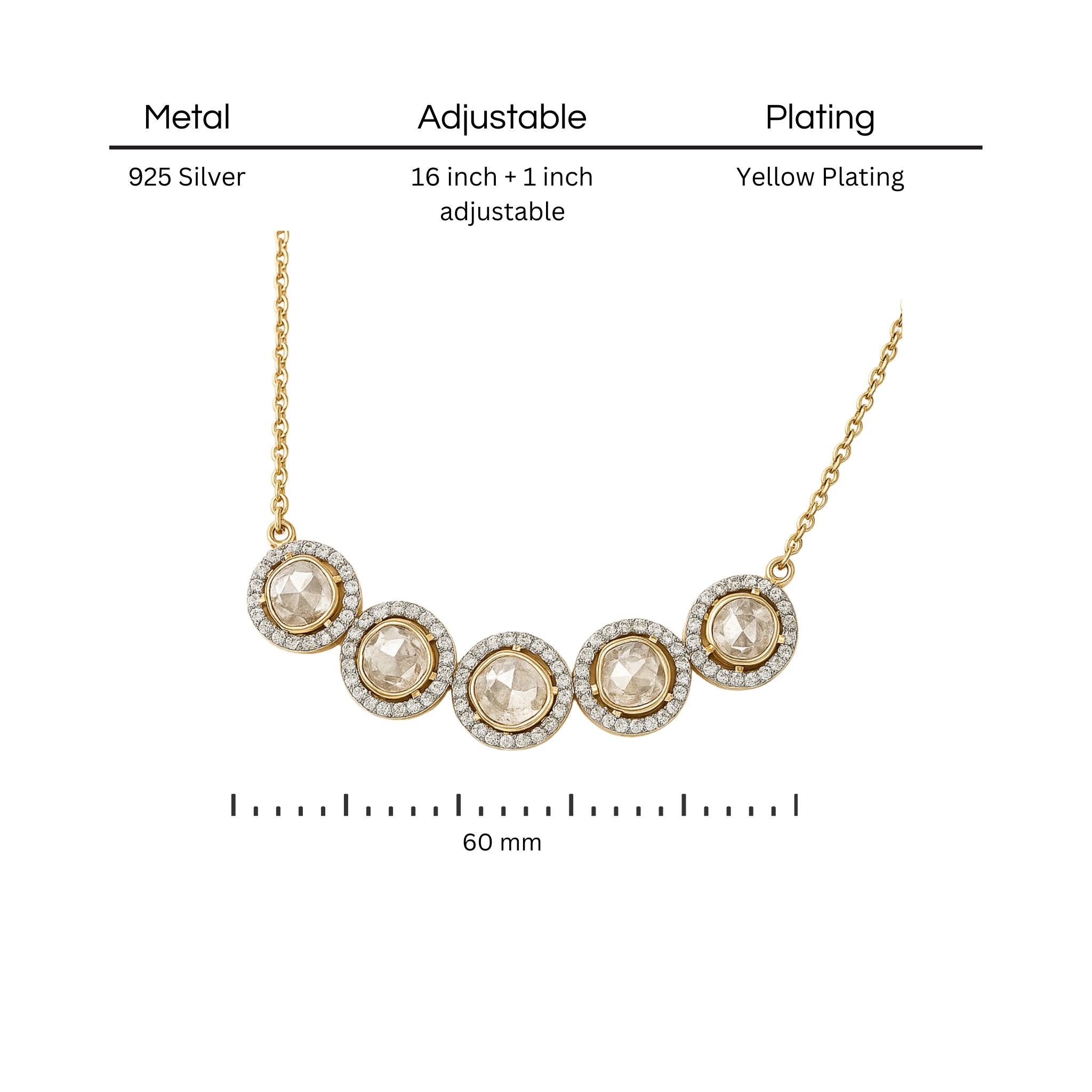 925 Silver Heritage Polki Statement Necklace | 18k Gold Plated Jewellery