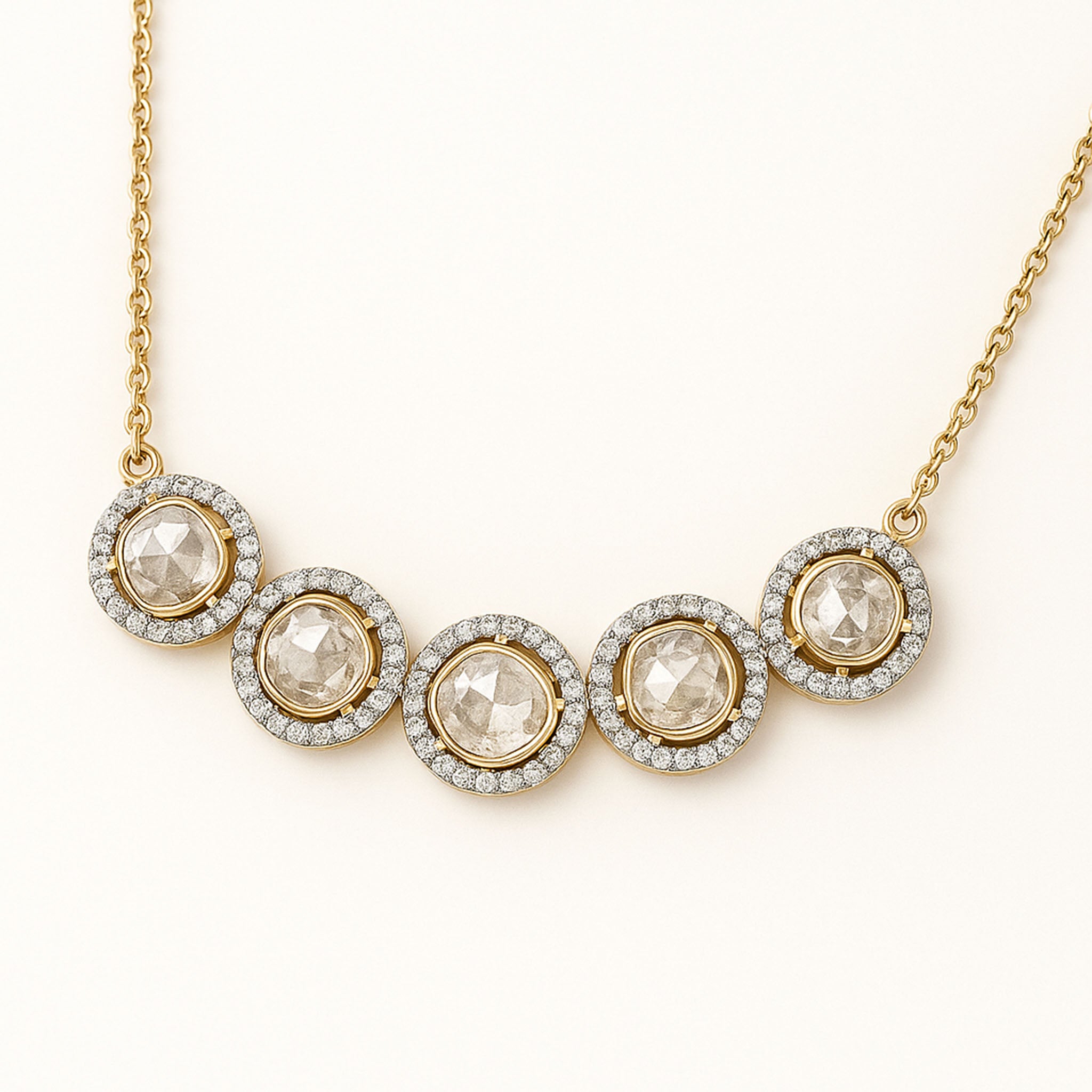 925 Silver Heritage Polki Statement Necklace | 18k Gold Plated Jewellery