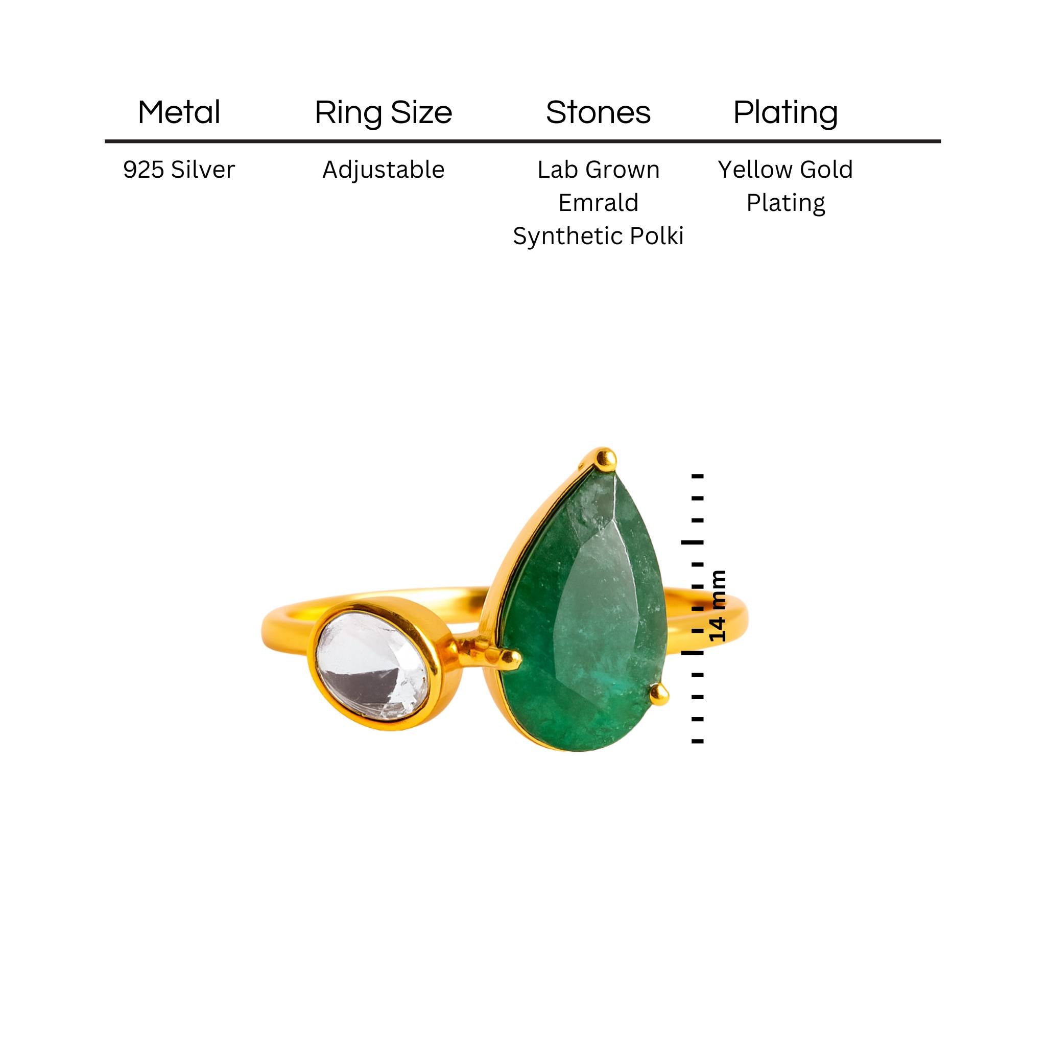 Royal Duo Polki Ring | 925 Silver 18K Gold Plated Jewellery