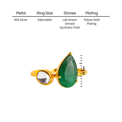Royal Duo Polki Ring | 925 Silver 18K Gold Plated Jewellery