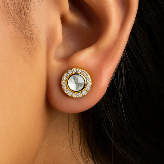 Radiant Orbit Polki Earring | 925 Silver 18k Gold Plated Jewellery