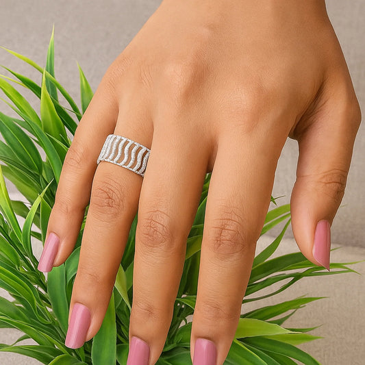Ripple Elegance Ring | 925 Silver 18k Gold Plated Jewellery