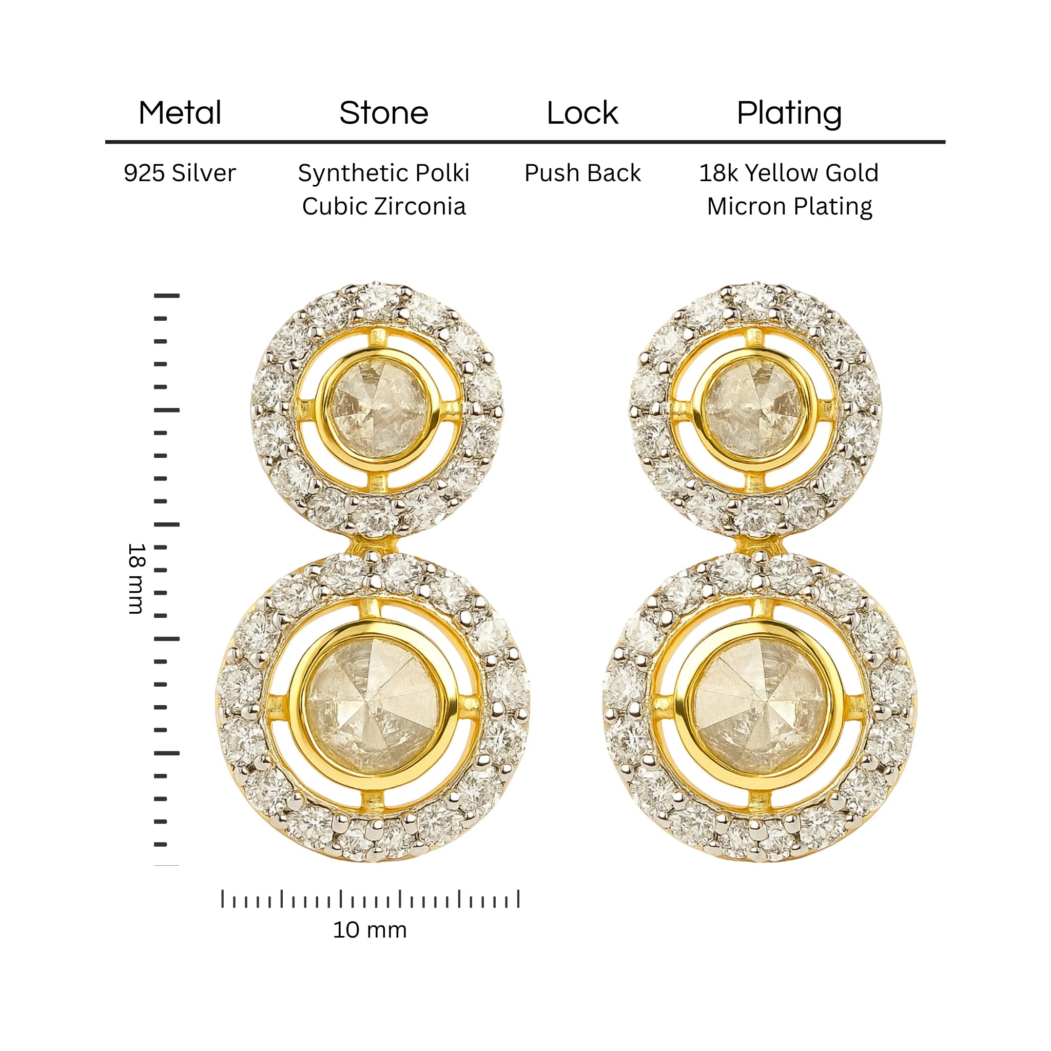 Gilded Orbit Polki Earring | 925 Silver 18k Gold Plated Jewellery