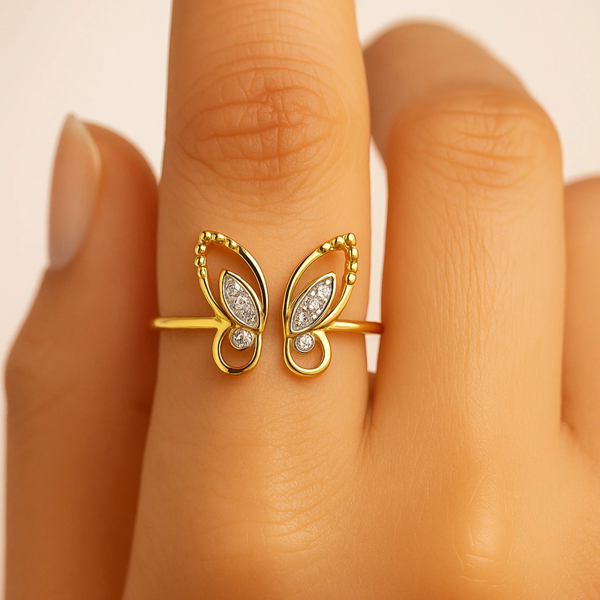 Whispering Wings Ring | 925 Silver 18k Gold Plated Jewellery