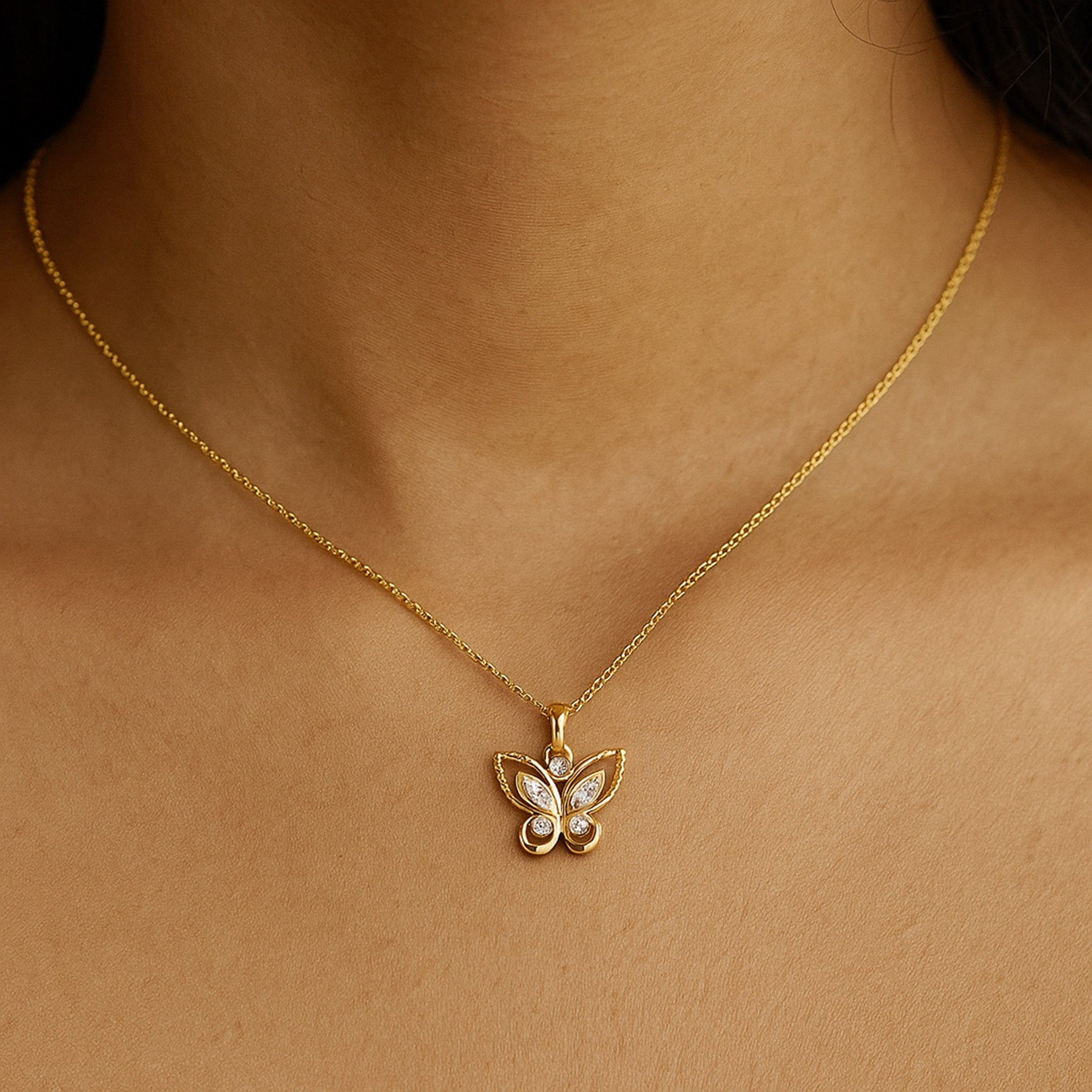 Whispering Wings Pendant | 925 Silver 18k Gold Plated Jewellery