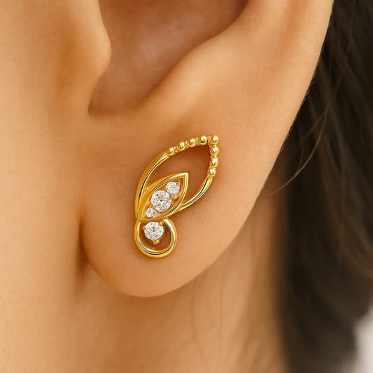 Whispering Wings Studs Earrings | 925 Silver 18k Gold Plated Jewellery
