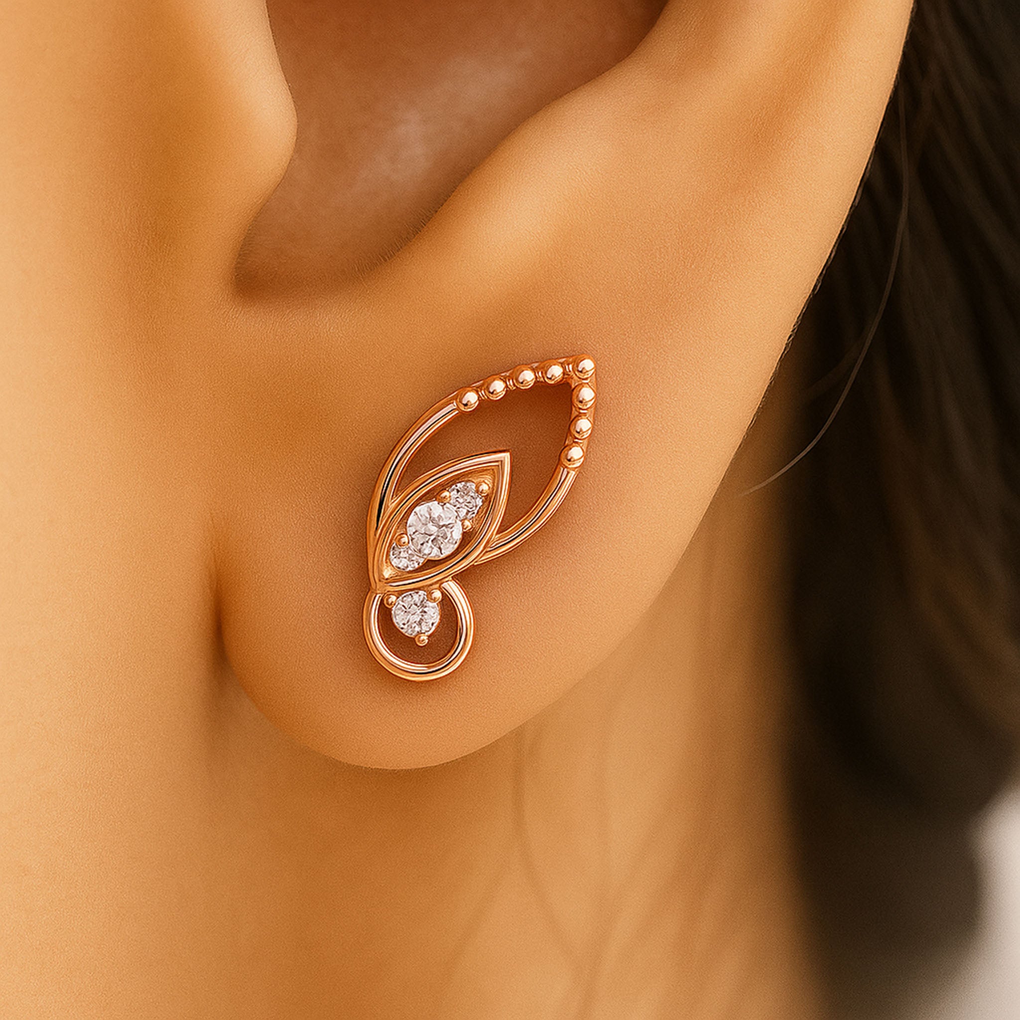Whispering Wings Studs Earrings | 925 Silver 18k Gold Plated Jewellery