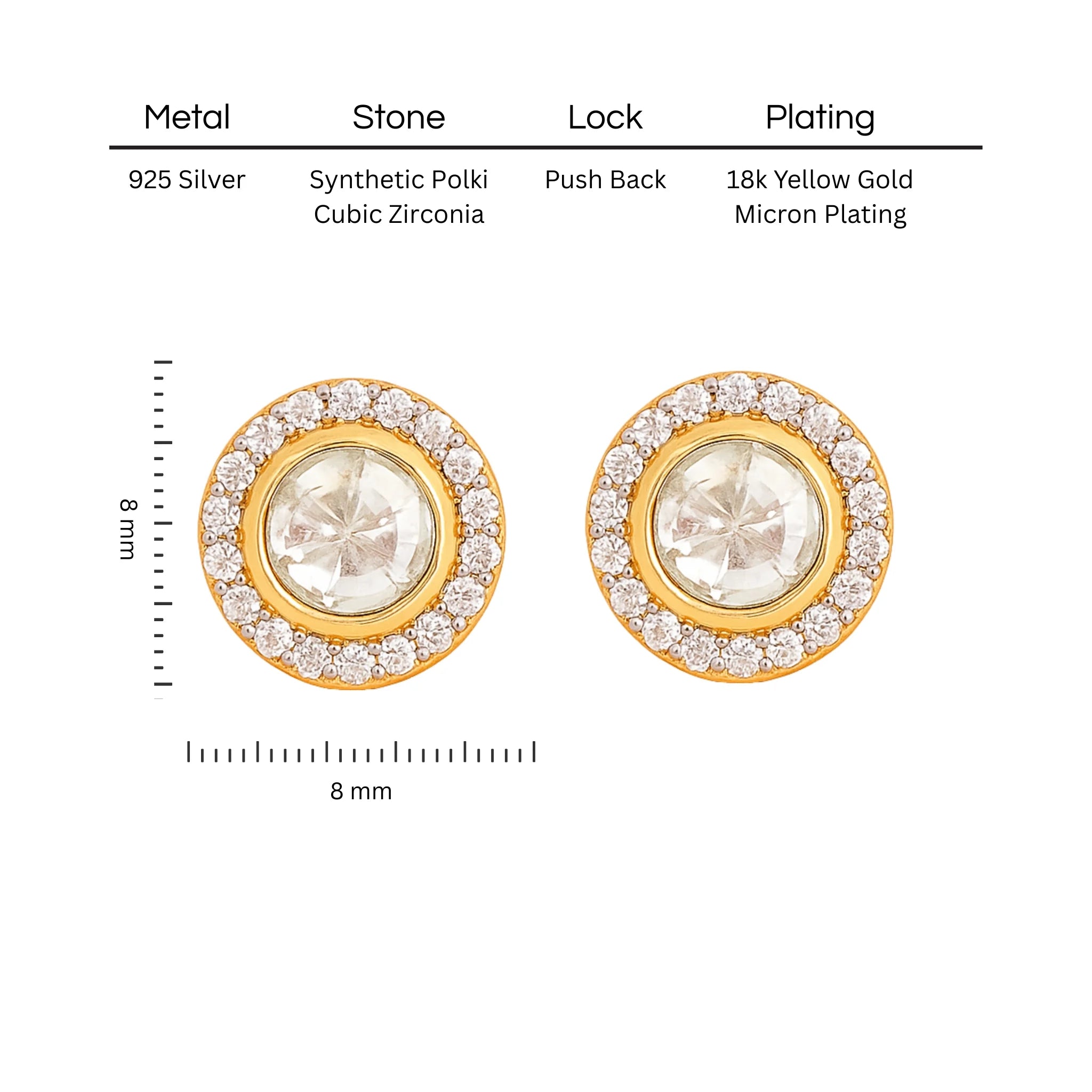Radiant Orbit Polki Earring | 925 Silver 18k Gold Plated Jewellery